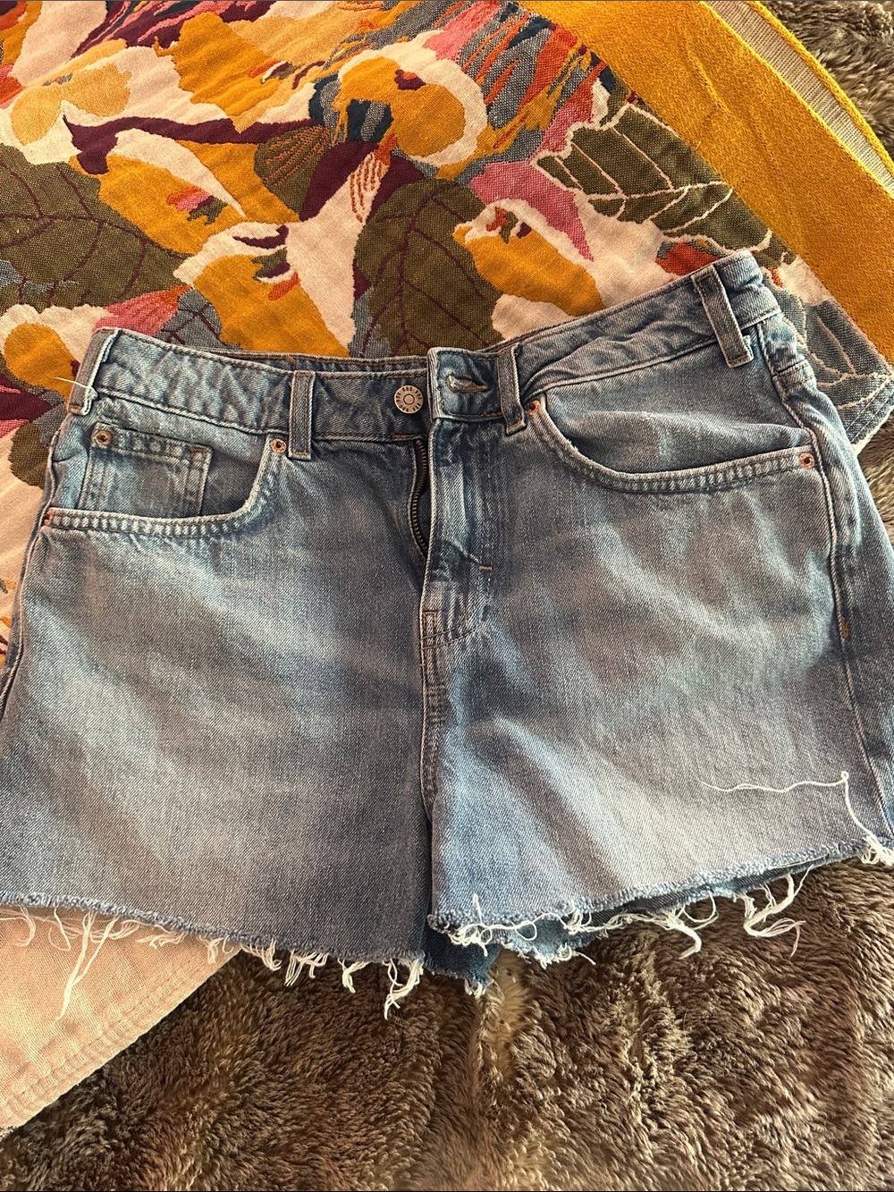 BDG Light Blue Denim Raw Hem Jean Shorts